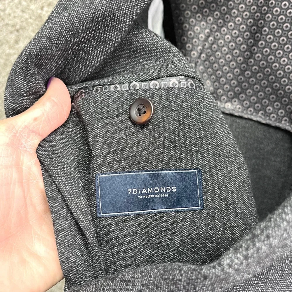 7 Diamonds Blazer Men's Medium Kent‎ Charcoal Gray 2-Button Stretch Suit Jacket